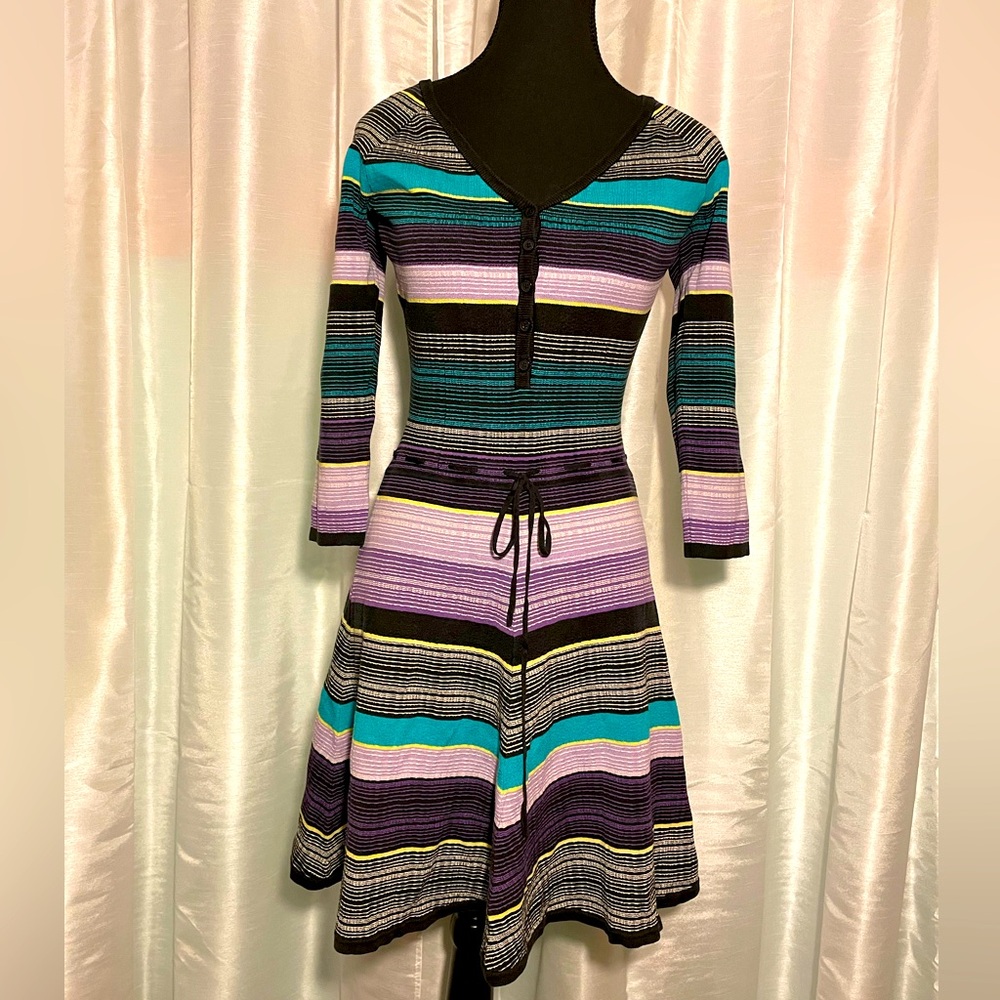 Diane Von Furstenberg Silk Blend Dress Striped Fit & Flare,  Size Small